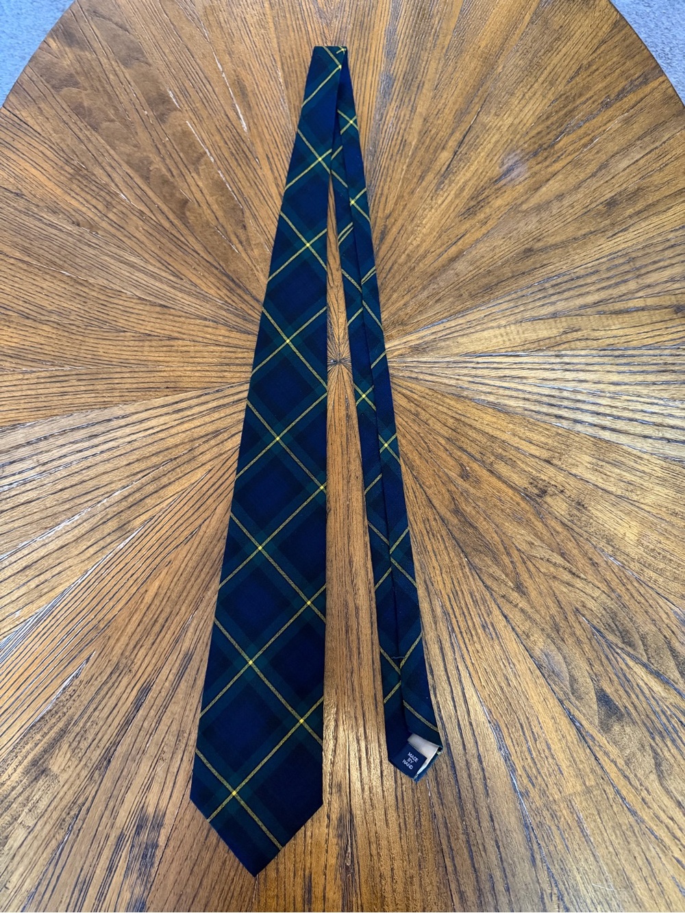 Polo by Ralph Lauren Navy, Green & Yellow Tartan Plaid Wool Tie